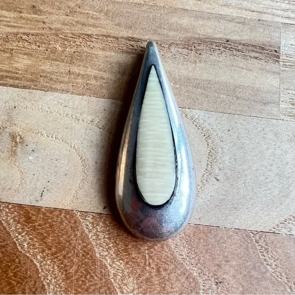 Vintage 925 Sterling silver gemstone teardrop pendant - Picture 1 of 8